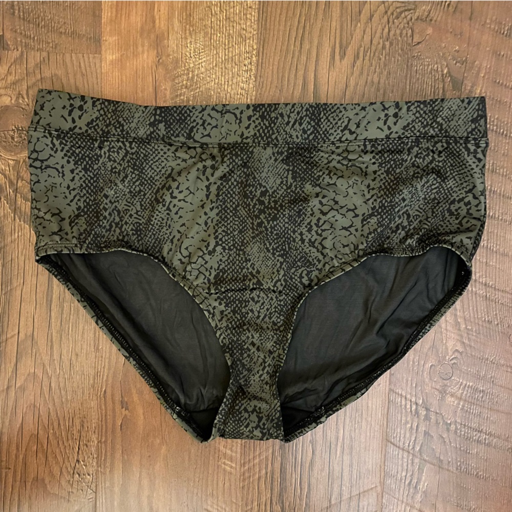Cacique Olive Green Snake Skin Python Print Bikini Bottom
